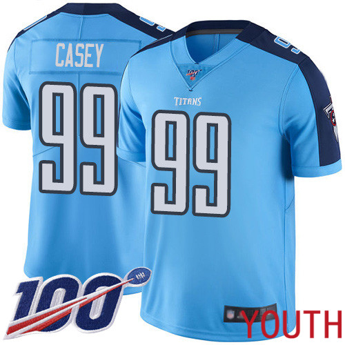 Tennessee Titans Limited Light Blue Youth Jurrell Casey Jersey NFL Football #99 100th Season Rush Vapor Untouchable